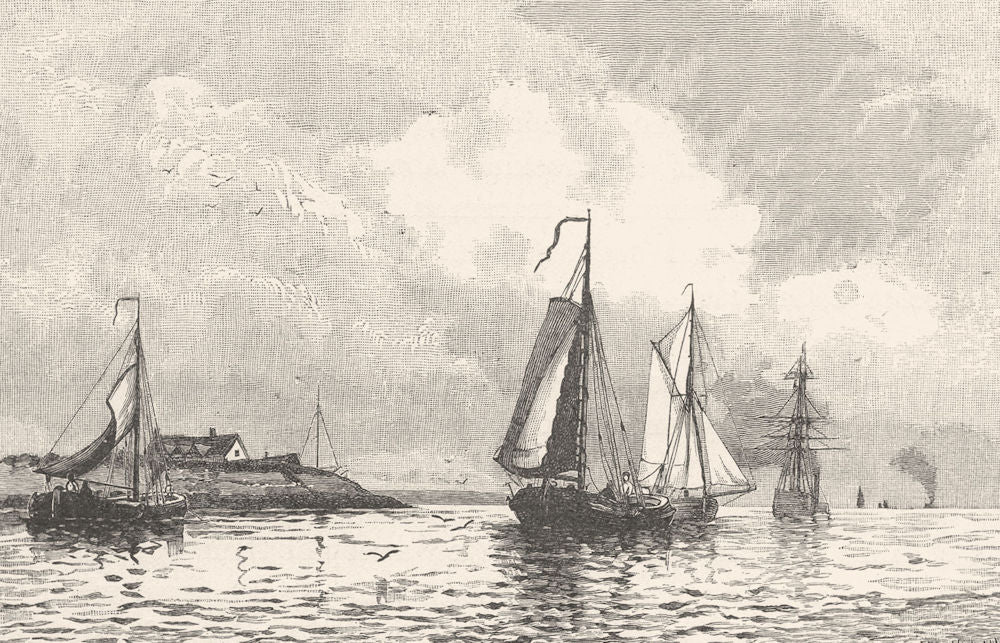 KENT. At canvey Island 1901 old antique vintage print picture